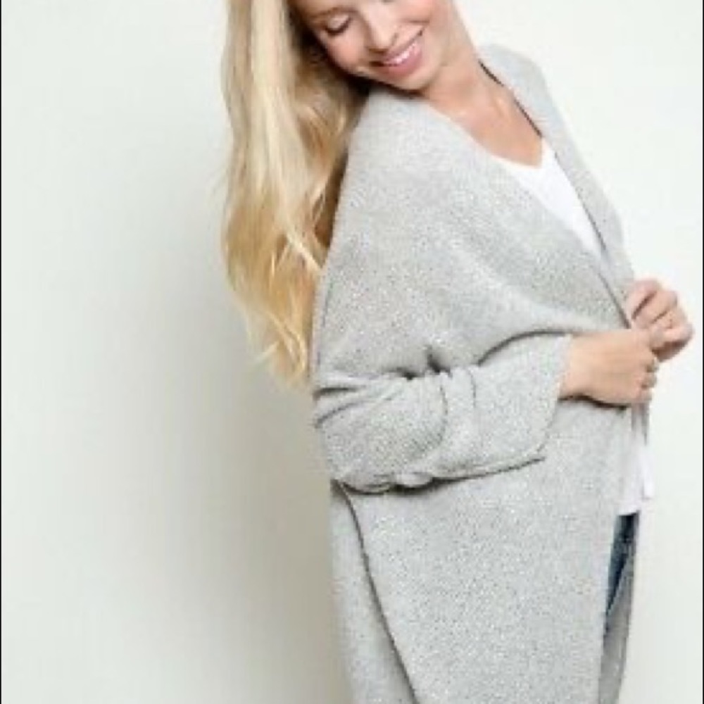 Brandy Melville Light Weight Knit Speckled Heather Gray Carolin Draped Cardigan